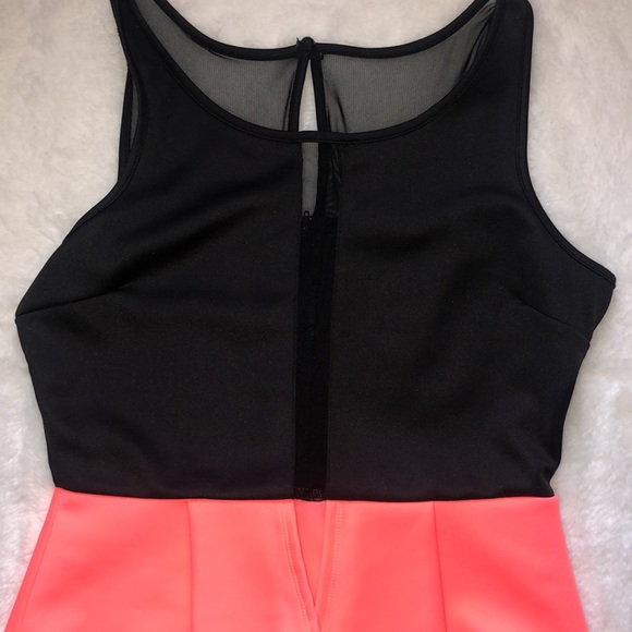 Charlotte Russe black and neon orange peplum dress - Picture 2 of 6